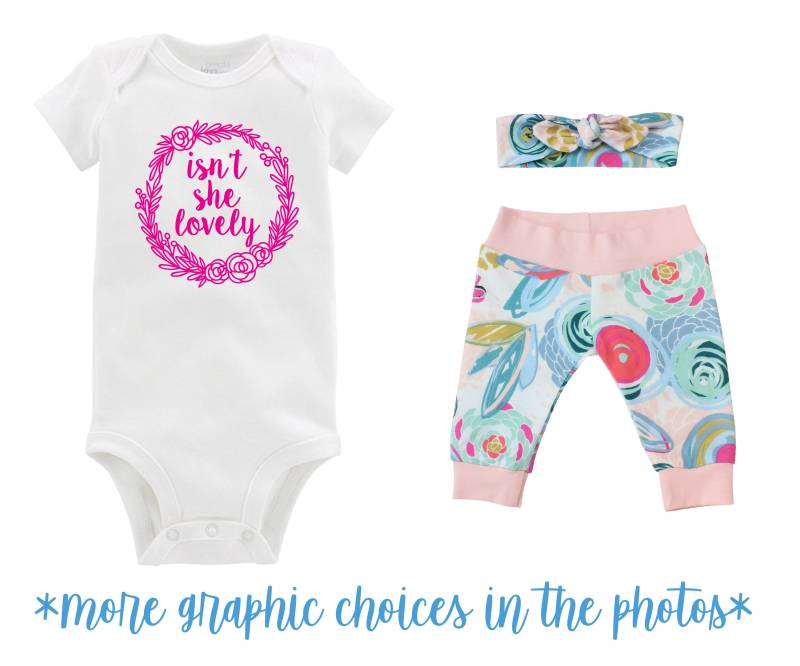 Ist Sie Nicht Schönes Mädchen Nach Hause Gehen Outfit Neugeborene Baby Säugling Set Blumen Yoga Leggings Stirnband Blau Rosa Geschenk-Set von TwoDreamsShop