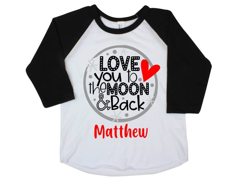 Jungen-Valentinstag-Shirt Liebe Dich Zum Mond Und Zurück-Valentinstag-Shirt Personifizierte Jungen-Kleinkind-Baby-Hemd Unisex-Hemd Junge Oder Mädchen von TwoDreamsShop