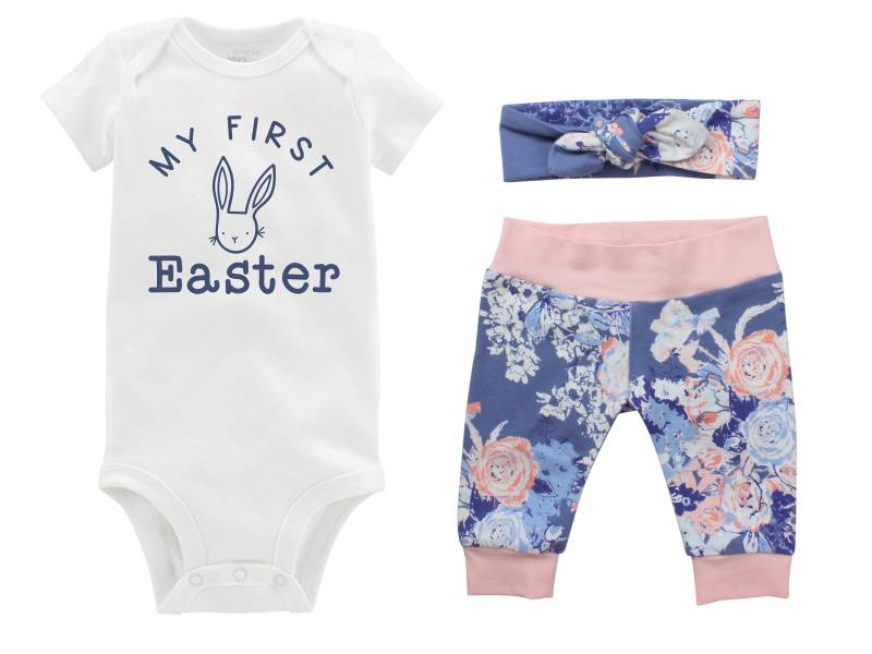 Mädchen My First Easter Outfit Blau Blumen Baby Bunny Ostern Rosa Lila Aquarell Yoga Hose Stirnband Girly von TwoDreamsShop