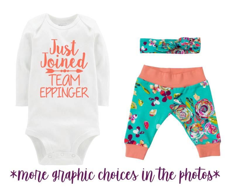 Mädchen Nach Hause Outfit Nur Beitreten Team Neugeborene Set Herbst Aquarell Blumen Yoga Leggings Stirnband Pfeil Teal Geschenk von TwoDreamsShop