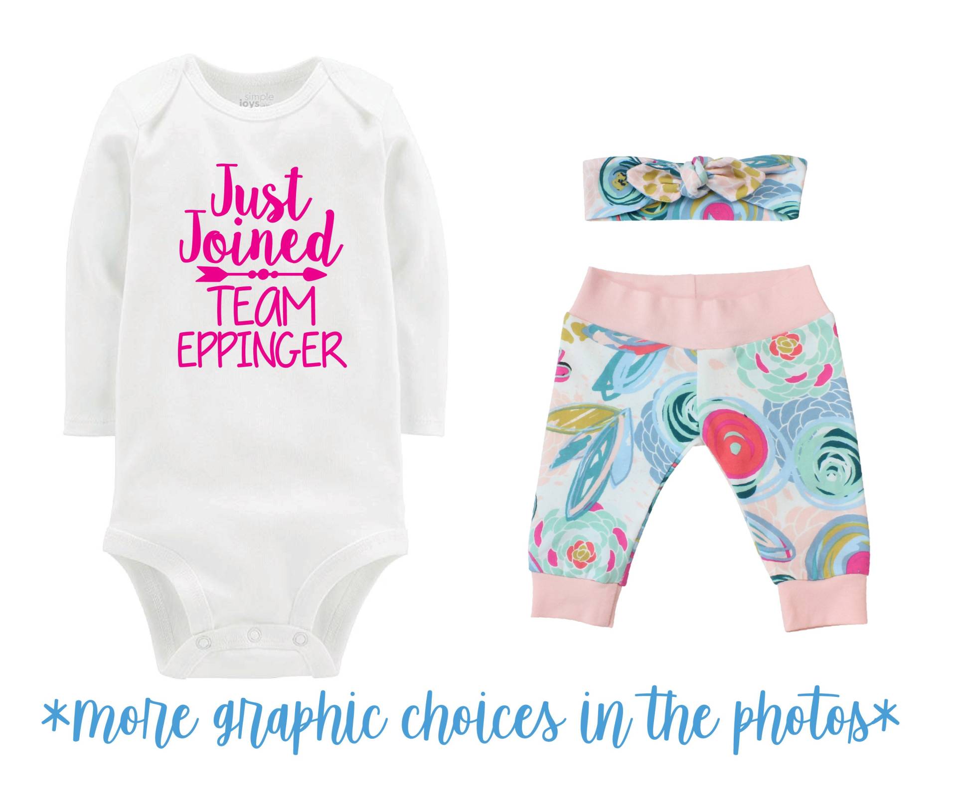 Mädchen Zu Hause Kommen Outfit Nur Beitreten Team Neugeborene Baby Säugling Set Blumen Yoga Leggings Stirnband Pfeil Floral Geschenk-Set von TwoDreamsShop