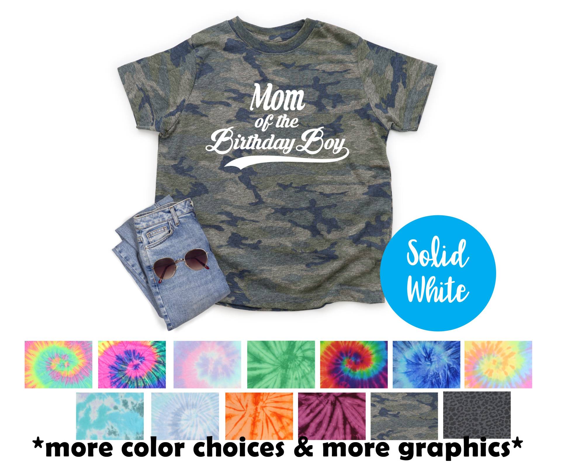 Mama Des Geburtstags Jungen Camouflage Shirt Geburtstagsfeier Solide Weißes Vinyl Geburtstag Party Mädchen Top von TwoDreamsShop