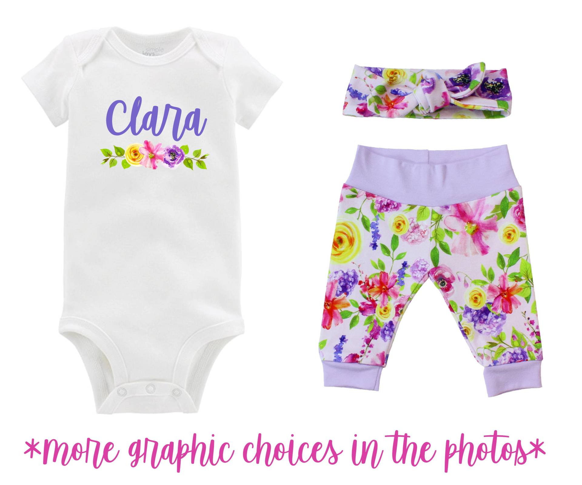 Personalisierte Name Mädchen Nach Hause Outfit Neugeborene Baby Säugling Set Aquarell Blumen Yoga Leggings Stirnband Unfruchtbarkeit Geschenkset von TwoDreamsShop