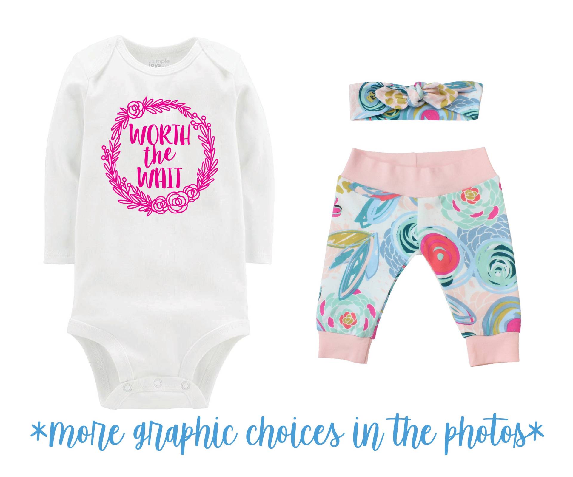 Wert Der Wartezeit Mädchen Nach Hause Outfit Neugeborene Baby Säugling Set Blumenkranz Yoga Leggings Stirnband Unfruchtbarkeit Geschenk Shower von TwoDreamsShop