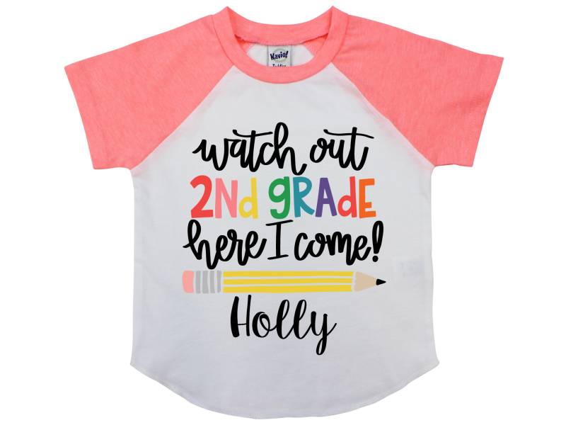 Zweite Klasse 2.klasse Shirt Personalisierte Name Raglan Erster Schultag Back To School Mädchen von TwoDreamsShop