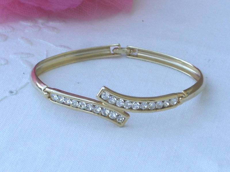 Armband - Gold Ton Mit Strasssteinen Vintage von TwoGoodEggs