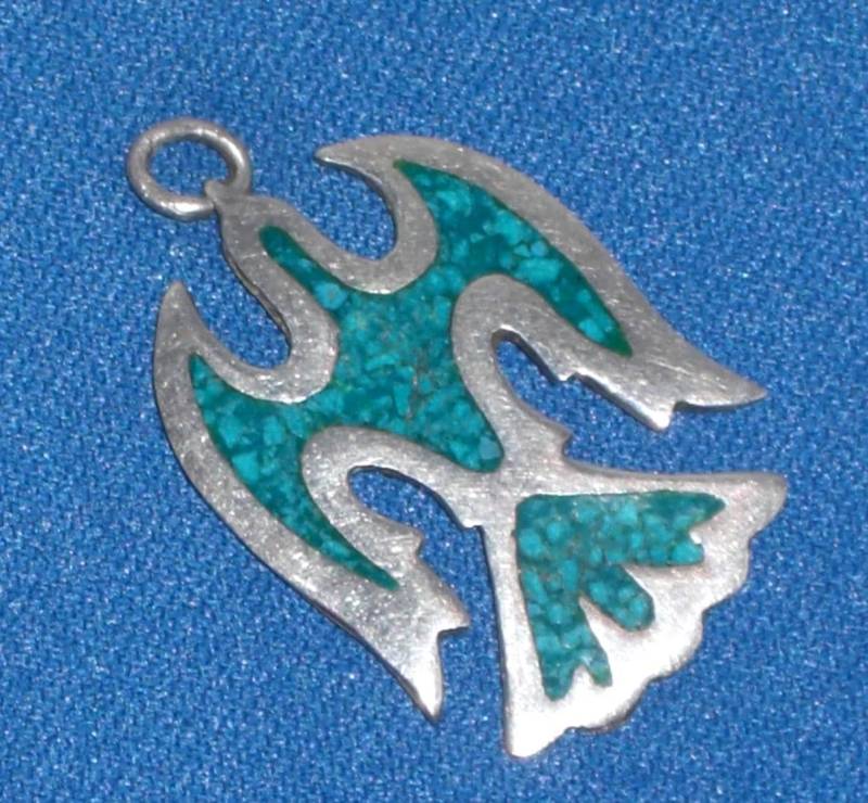 Charm - Adler Mit Türkis in Sterling Silber Anhänger Vintage von TwoGoodEggs