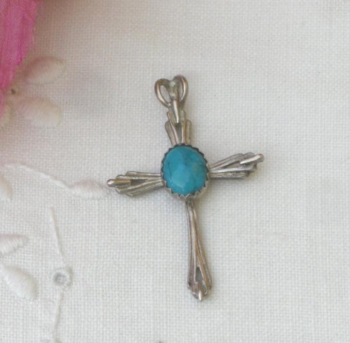 Kreuz - Türkis in Sterling Silber Vintage von TwoGoodEggs