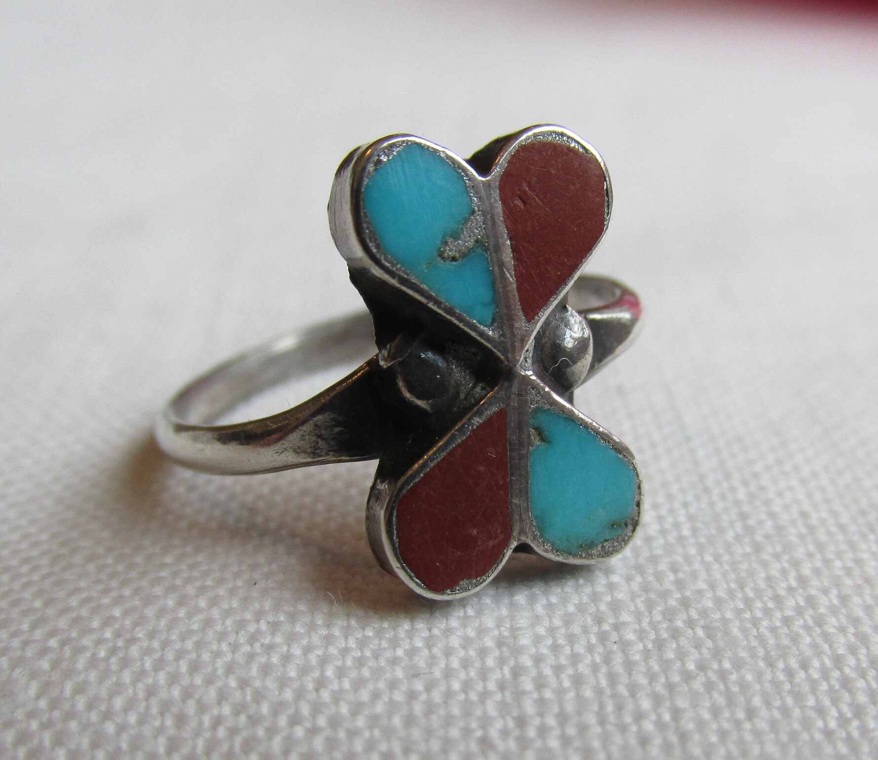 Ring - Sterling Silber Schmetterling Mit Türkis Und Karneol Vintage Ring - Sterling Silber Schmetterling Mit Türkis Und Karneol Vintage von TwoGoodEggs