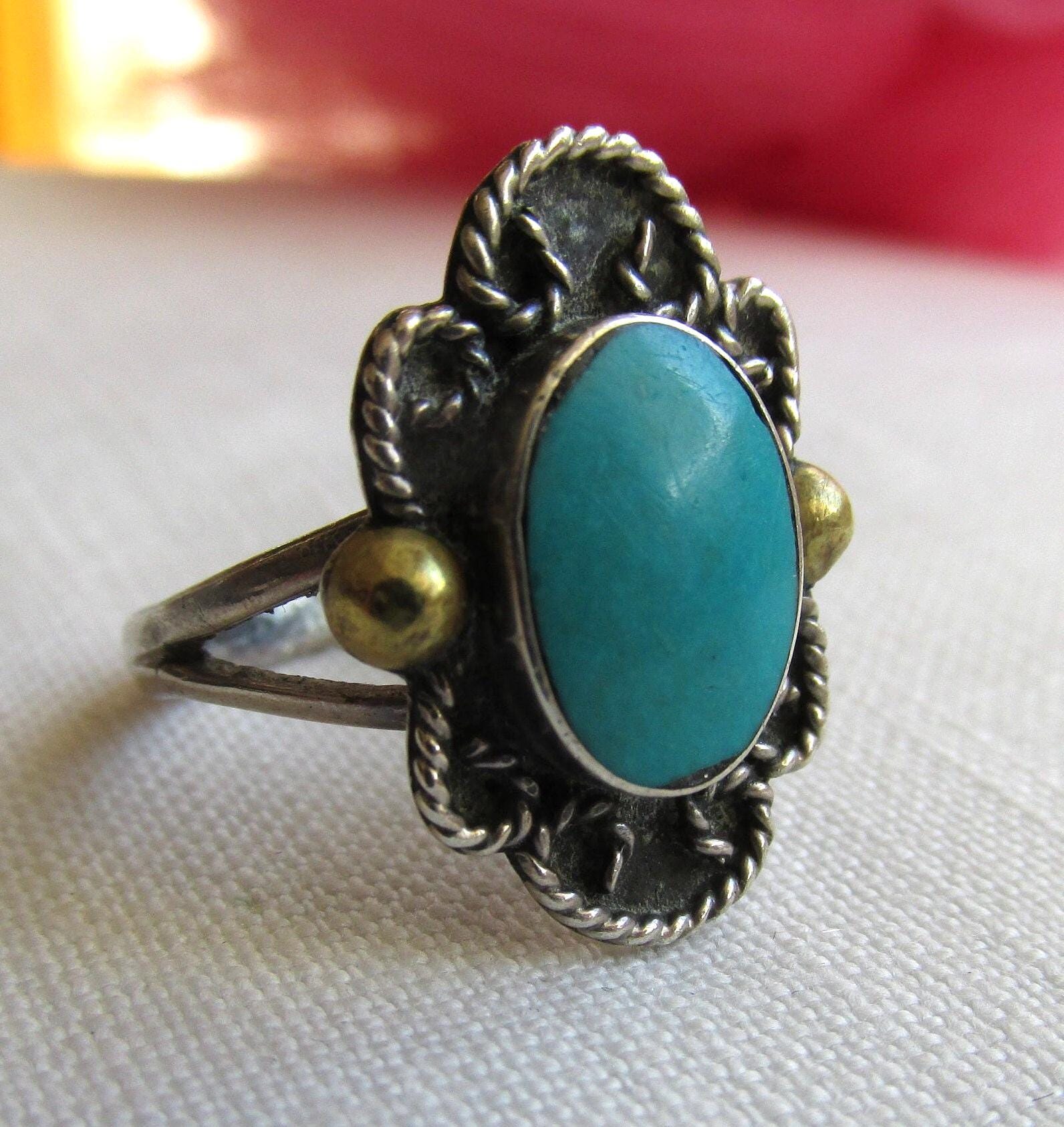 Ring - Sterling Silber Türkis Vintage Versandkostenfrei von TwoGoodEggs