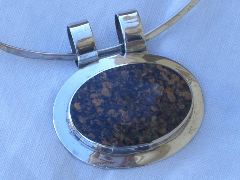 Vintage Achat Anhänger An Sterling Silber Halsband - Mexico 925 von TwoGoodEggs