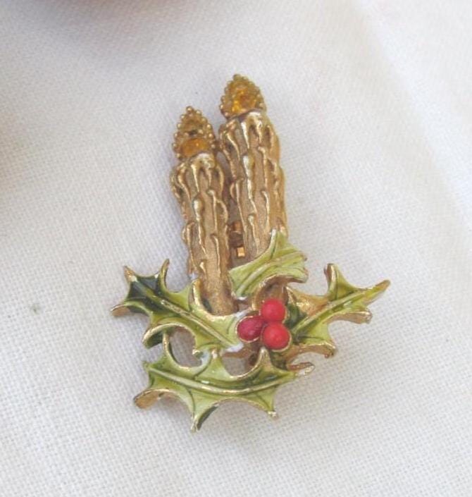 Weihnachtsbrosche - Weihnachtskerze Vintage von TwoGoodEggs