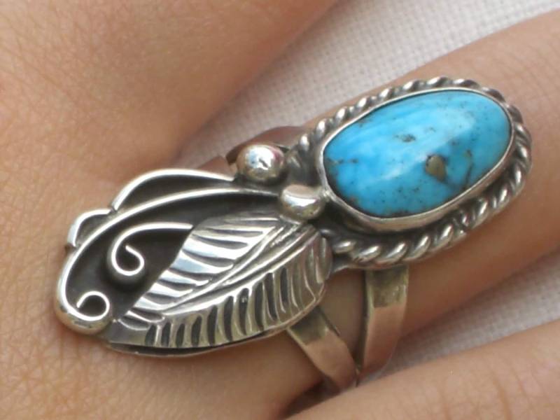 sterling Silber Türkis Ring - South Western Vintage Kostenloser Versand von TwoGoodEggs