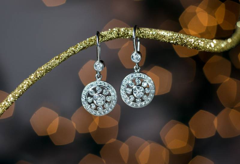 Diamant Und Platincluster Tropfen Ohrringe. Perlen Set. Statement Schmuck Für Frauen Oder Bräute von TwoHandsJewelryDes