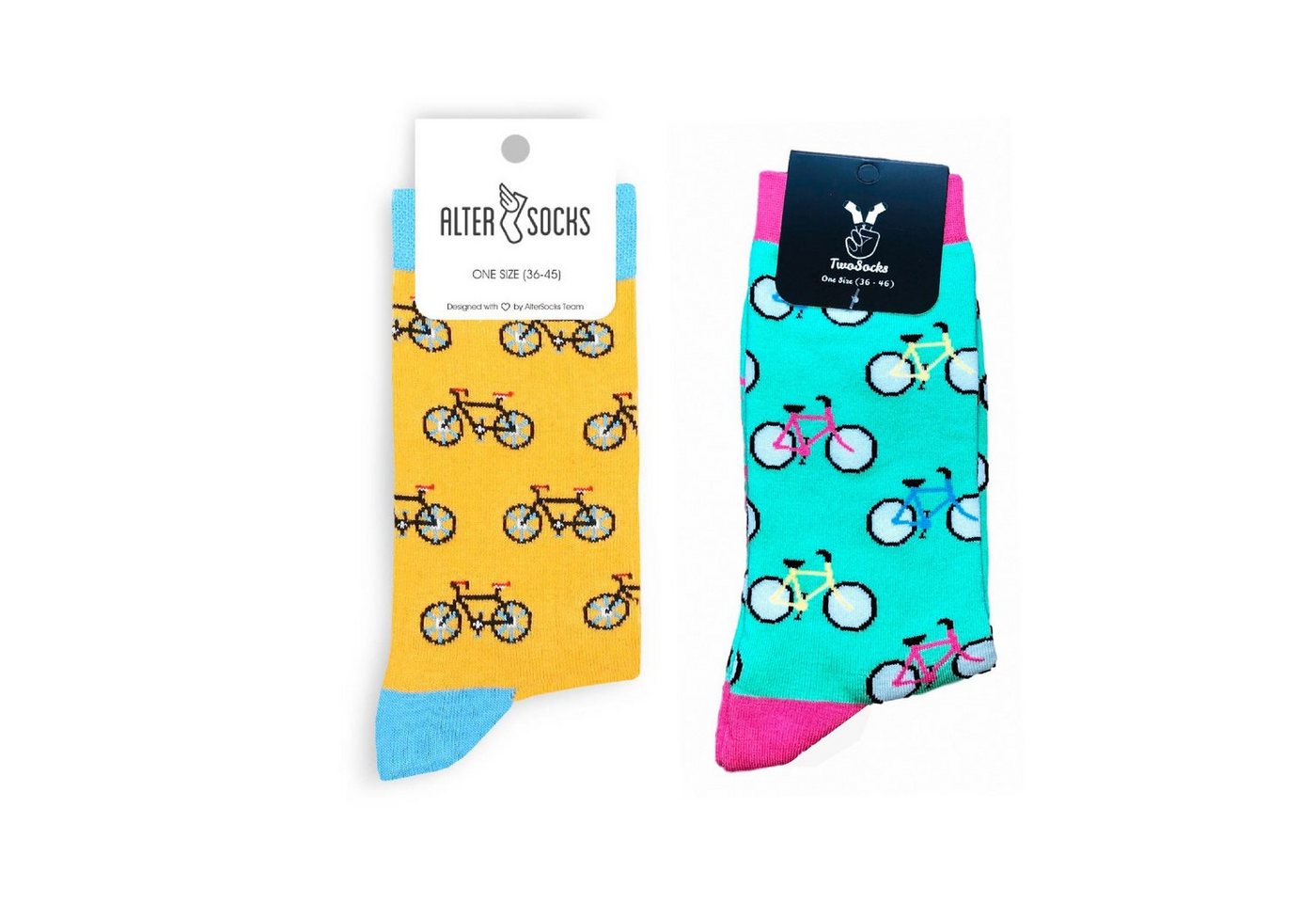 TwoSocks Freizeitsocken Fahrrad Socken Damen & Herren lustige Socken, Baumwolle, Einheitsgröße (2 Paar) von TwoSocks