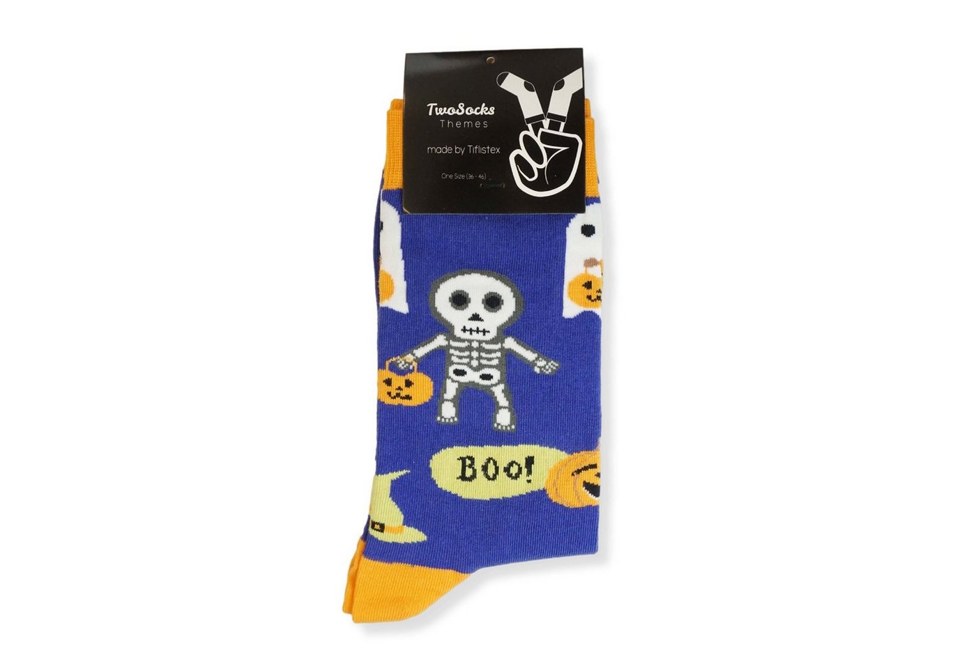 TwoSocks Freizeitsocken Halloween Socken Skelett für Damen und Herren Einheitsgröße (1 Paar) von TwoSocks