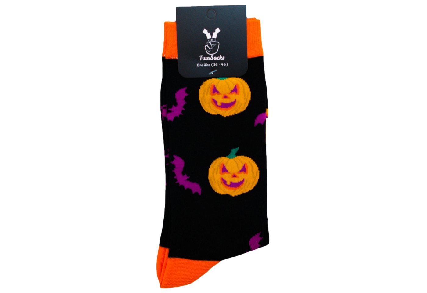 TwoSocks Freizeitsocken Halloween Socken Kürbis lustige Socken Herren & Damen, Einheitsgröße von TwoSocks