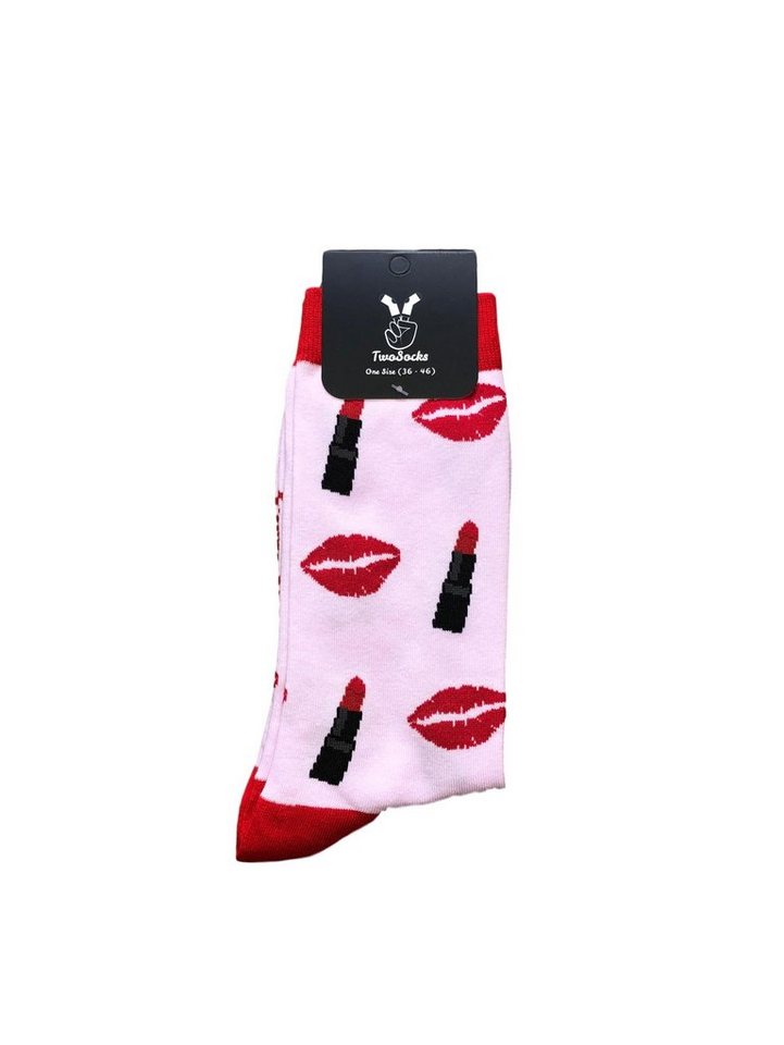 TwoSocks Freizeitsocken Kuss Socken lustige Socken Damen & Herren, Einheitsgröße von TwoSocks