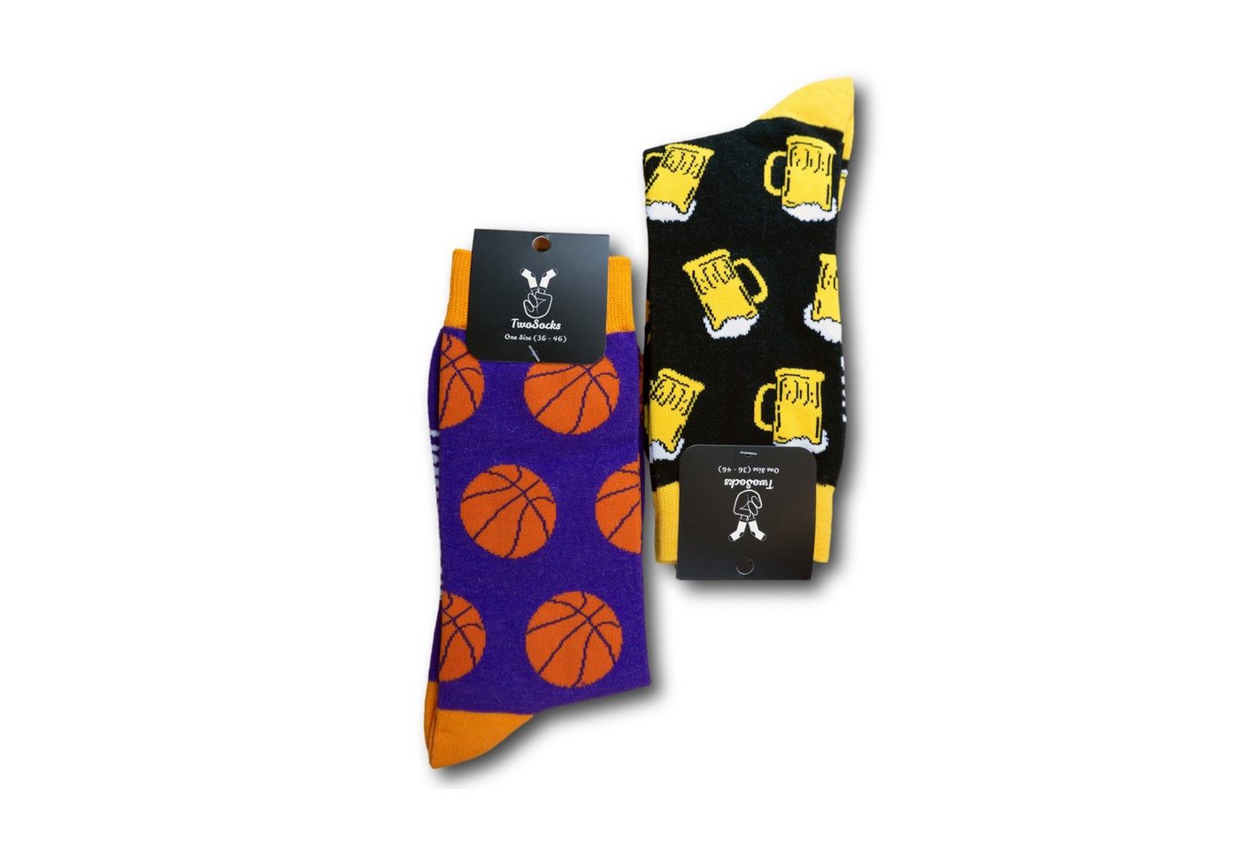TwoSocks Freizeitsocken Lustige Socken Bier + Basketball, Geschenke Männer, Einheitsgröße (Set, 2 Paar) 2er-Pack von TwoSocks