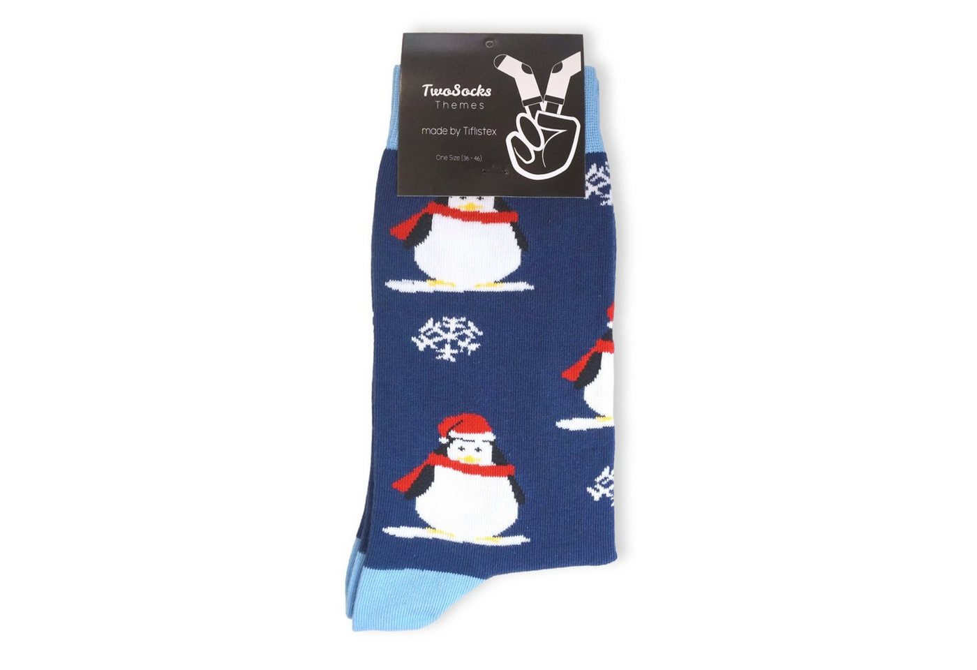 TwoSocks Freizeitsocken Weihnachtssocken Pinguin Socken für Damen und Herren Einheitsgröße (1 Paar) von TwoSocks