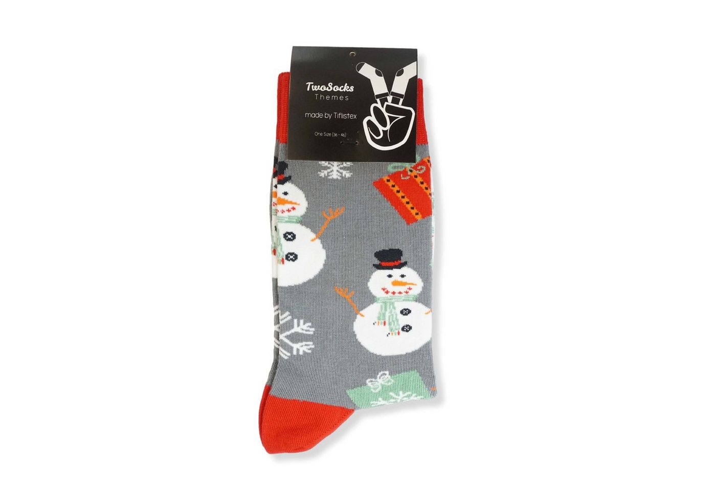 TwoSocks Freizeitsocken Weihnachtssocken Schneemann Socken für Damen und Herren Einheitsgröße (1 Paar) von TwoSocks