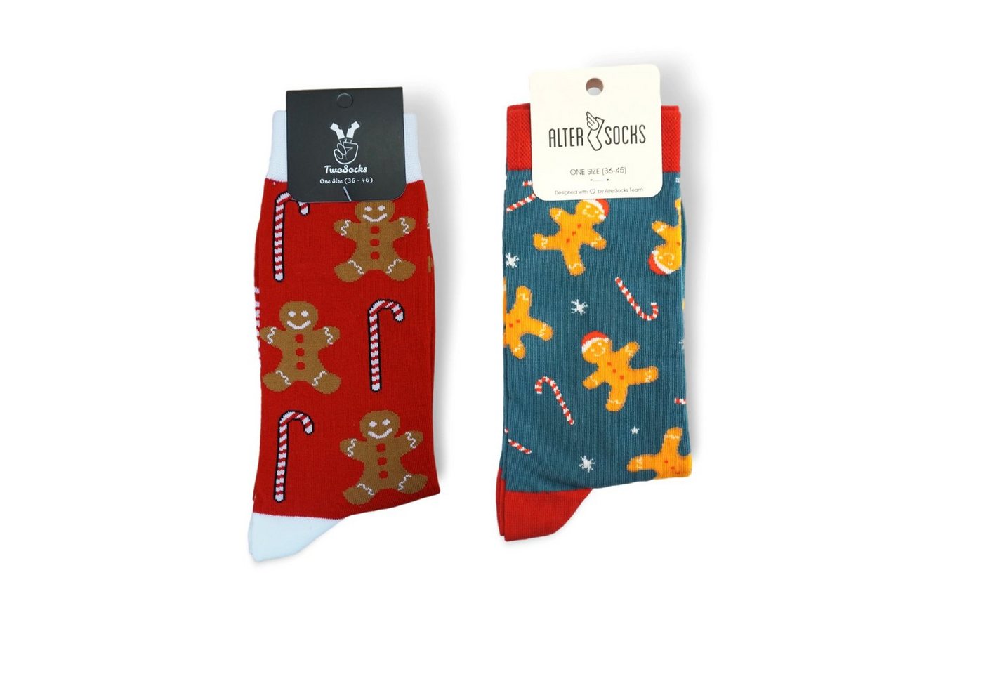 TwoSocks Freizeitsocken Weihnachtssocken für Damen und Herren Lebkuchen Socken Einheitsgröße (2 Paar) von TwoSocks