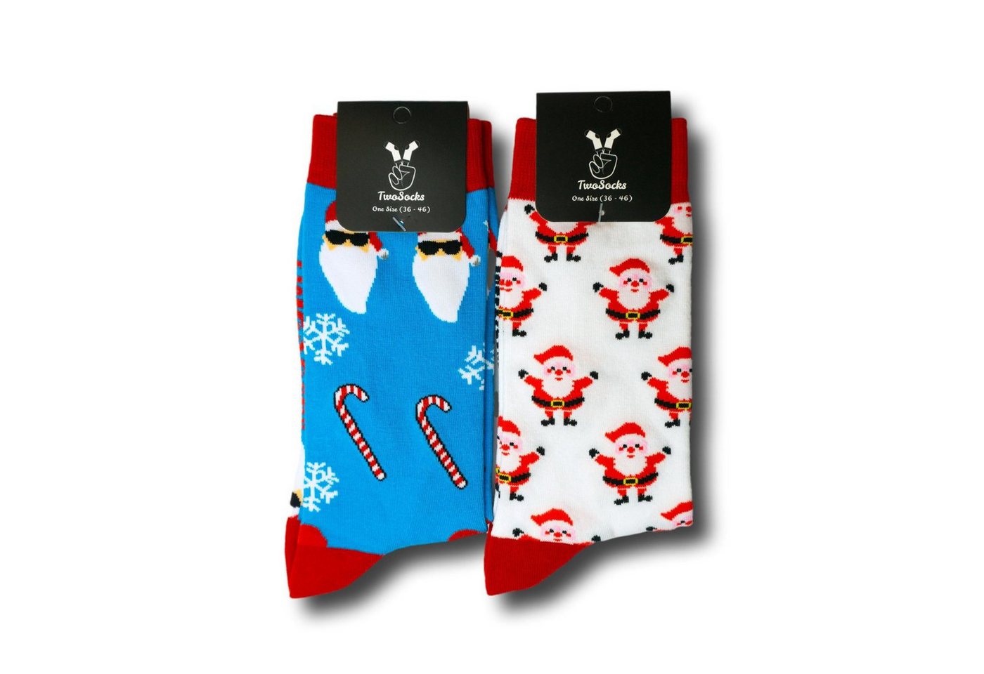 TwoSocks Freizeitsocken Weihnachtssocken lustige Socken Weihnachtsmann, Einheitsgröße (Set, 2 Paar) 2er-Pack von TwoSocks