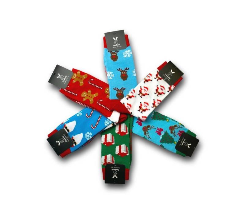 TwoSocks Freizeitsocken Weihnachtssocken lustige Socken für Weihnachten, Einheitsgröße TwoSocks Freizeitsocken Weihnachtssocken lustige Socken für Weihnachten, Einheitsgröße von TwoSocks