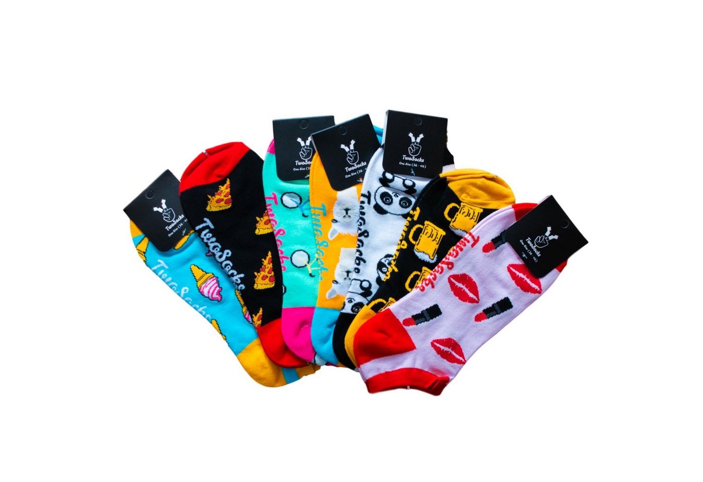 TwoSocks Sneakersocken Bunte Sneaker Socken lustige Füßlinge Damen & Herren, Einheitsgröße von TwoSocks