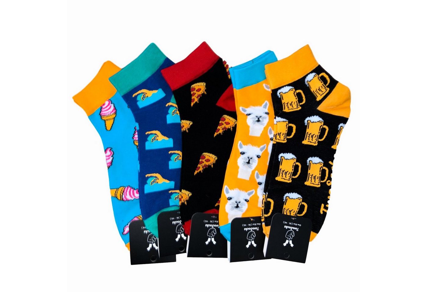 TwoSocks Sneakersocken Lustige Sneaker Socken Damen & Herren aus Baumwolle, Einheitsgröße von TwoSocks