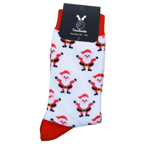 TwoSocks Weihnachtssocken | Damen & Herren | witzige Weihnachtsmann Strümpfe als Geschenk | Baumwolle | 36-46 EU von TwoSocks