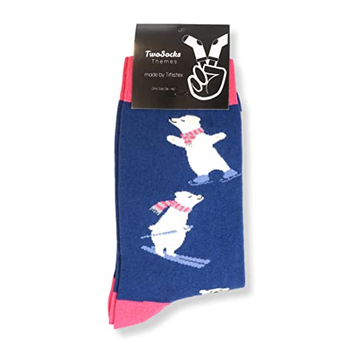 TwoSocks Weihnachtssocken Eisbär Figur Weihnachtssocken Damen und für Herren Weihnachtssocken Unisex One Size (Eisbär) von TwoSocks