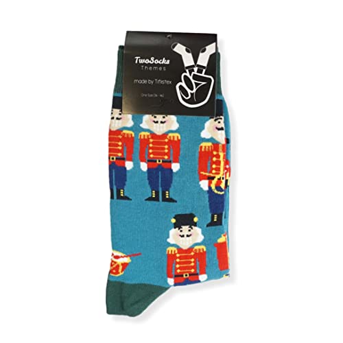 TwoSocks Weihnachtssocken Nussknacker Figur Weihnachtssocken Damen und für Herren Weihnachtssocken Unisex One Size (Nussknacker) von TwoSocks