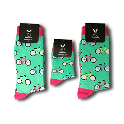 TwoSocks Lustige Socken - Bike Partnerlook Familie Set (3x) - Mama Tochter Einheitsgröße von TwoSocks