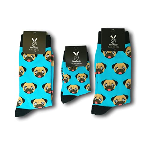 TwoSocks lustige Socken, Socken Hund Partnerlook Familie, 3x Socken Familie Set, Mama Tochter Partnerlook, Einheitsgröße von TwoSocks