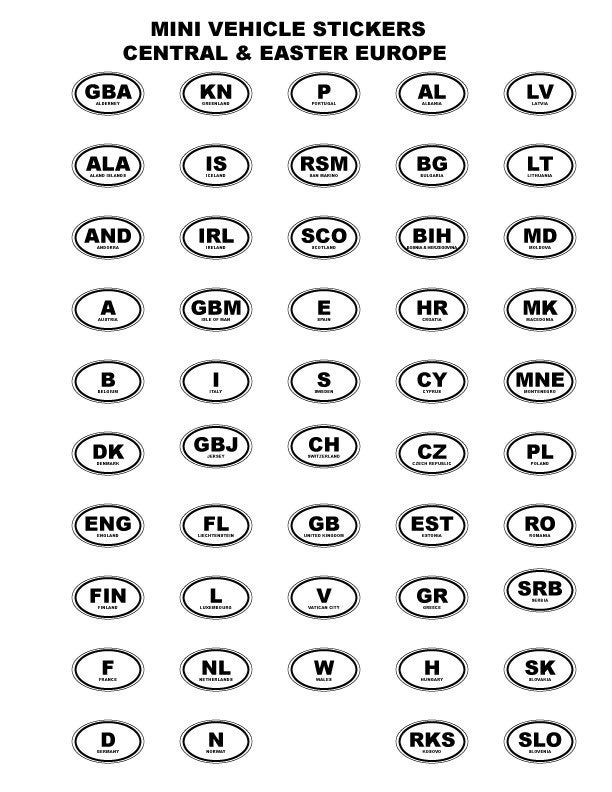 Mini Europa Country Code Aufkleber Motorradhelm von TwoUpRiders