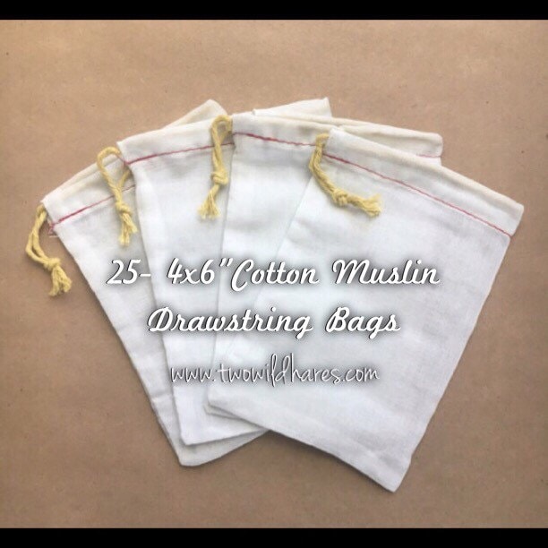 25 - 4 "x6" Musselin Kordelzugbeutel Für Die Herstellung Von Badetees, Verwendung Bubble Bars, Seifenretter, Stempeln Mit Ihrem Logo von TwoWildHares
