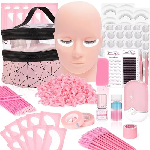 Wimpern Extensions Set, TwoWin Neueste Komplett-Set, Wimpern extensions set anfänger, Wimpern extensions Tasche, wimpernverlängerung wimpern, pinzette, Wimpern Föhn, Kleber, wimpern remover von TwoWin