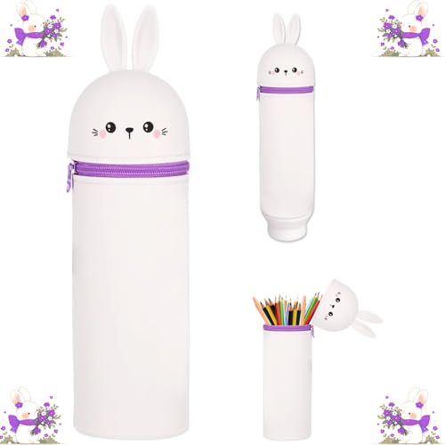TwoduYoo Super weiches Federmäppchen, Kawaii (Häschen) Federmäppchen aus Silikon, wasserdicht und superweich, 22cm Max Höhe, Soft Pencil Case von TwoduYoo