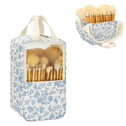 Twofold Make-up-Pinsel-Organizer-Tasche, große Kapazität, Kosmetiktasche, tragbar, stehend, Make-up-Pinselhalter, wasserdicht, Reise-Make-up-Pinsel-Sets für Make-up-Künstler, blaue Blume Twofold Make-up-Pinsel-Organizer-Tasche, große Kapazität, Kosmetiktasche, tragbar, stehend, Make-up-Pinselhalter, wasserdicht, Reise-Make-up-Pinsel-Sets für Make-up-Künstler, blaue Blume von Twofold