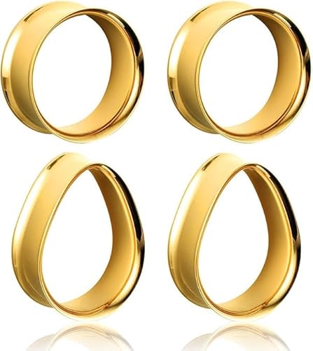Twolobes 2 Pairs Round Teardrop Double Flared Stainless Steel Ear Gauges Plugs and Tunnels, 00 Gauges for Women, Gold Surgical Steel Ear Stretcher Expander Body Jewelry Twolobes 2 Pairs Round Teardrop Double Flared Stainless Steel Ear Gauges Plugs and Tunnels, 00 Gauges for Women, Gold Surgical Steel Ear Stretcher Expander Body Jewelry von Twolobes
