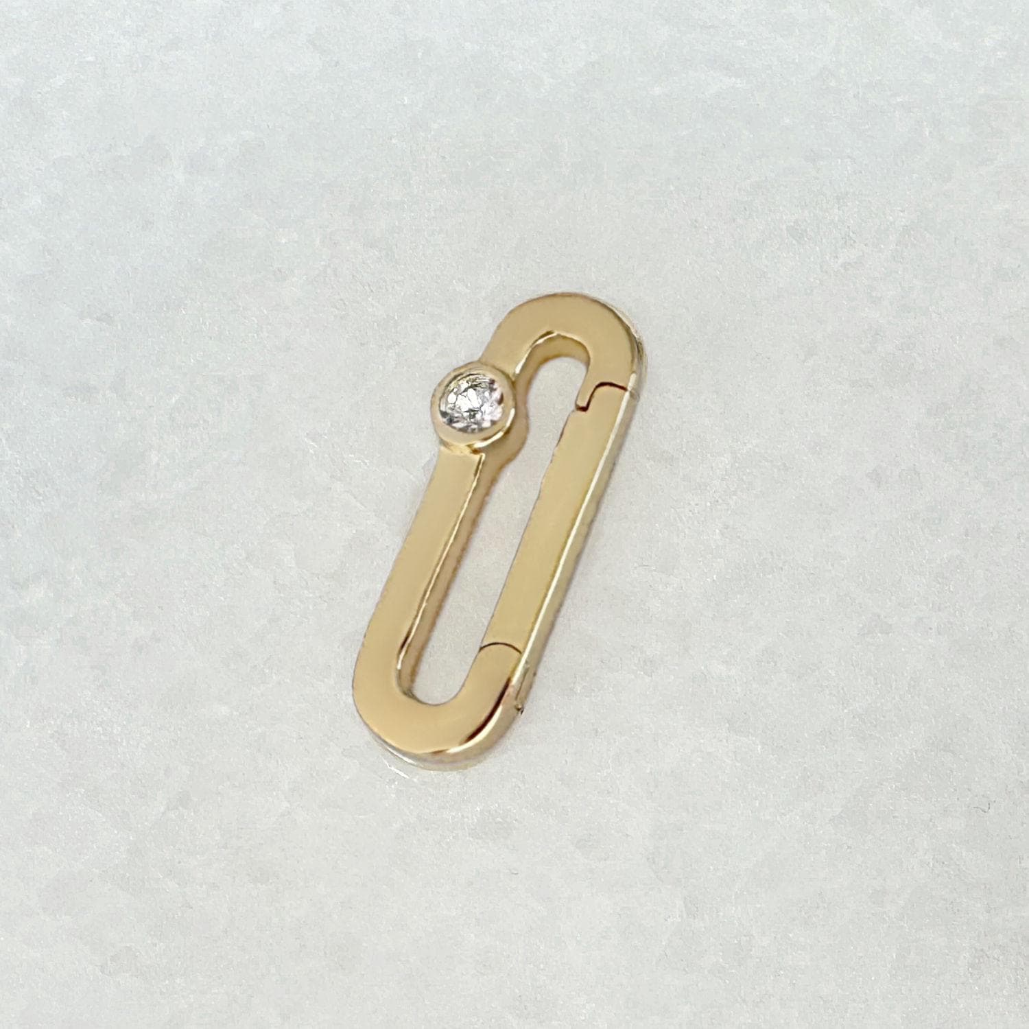 Gold Charm Halter Mit Weißer Saphir Solid Halskette Verlängerungskette Clip von TwoofMost