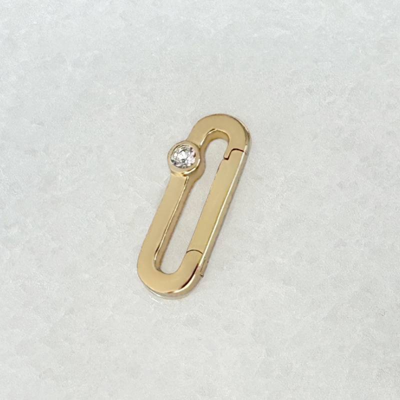 Gold Charm Halter Mit Weißer Saphir Solid Halskette Verlängerungskette Clip von TwoofMost