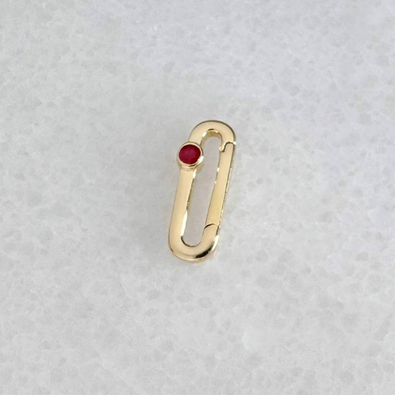 Rubin Charm Halter Solid Gold Halskette Verlängerungskettchen, Kettenverbinder Clip von TwoofMost