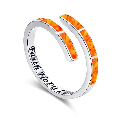 Glaube Liebe Hoffnung Ring Orange Opal Ring 925 Sterling Silber Verstellbare Ringe Opal Schmuck für Frauen Mädchen Geburtstag von Twoowl