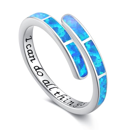 Silber Opal Ring - Blauer Opal, Verstellbar, Schmuck für Frauen & Mädchen - Geburtstag Geschenke von Twoowl