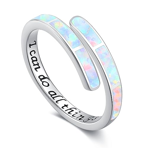 Opal Ring Weißer Opal Ring 925er Sterling Silber Verstellbare Ringe Opal Schmuck Geschenke für Frauen Mädchen Geburtstag von Twoowl
