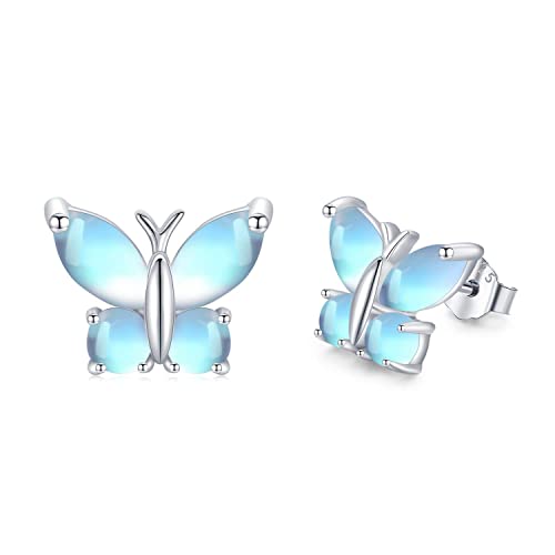 Schmetterling Mondstein Ohrringe für Frauen 925 Sterling Silber Mondstein Schmetterling Ohrstecker Schmetterling Schmuck Geschenke für Mädchen von Twoowl