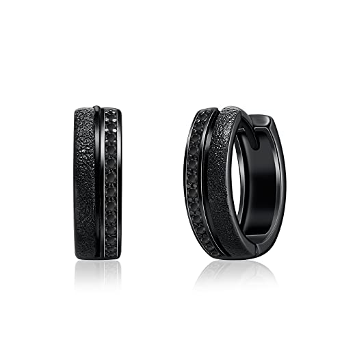 Schwarze Ohrringe 925er Sterlingsilber Schwarze Creolen Punk Gothic Schmuck Geschenke für Damen Herren Geburtstag von Twoowl