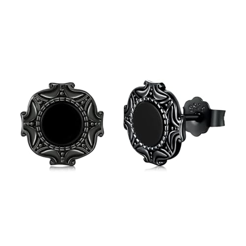 Schwarzer Ohrstecker 925er Sterlingsilber Schwarzer Onyx Ohrringe Punk Gothic Schmuck Geschenk Frauen Männer von Twoowl
